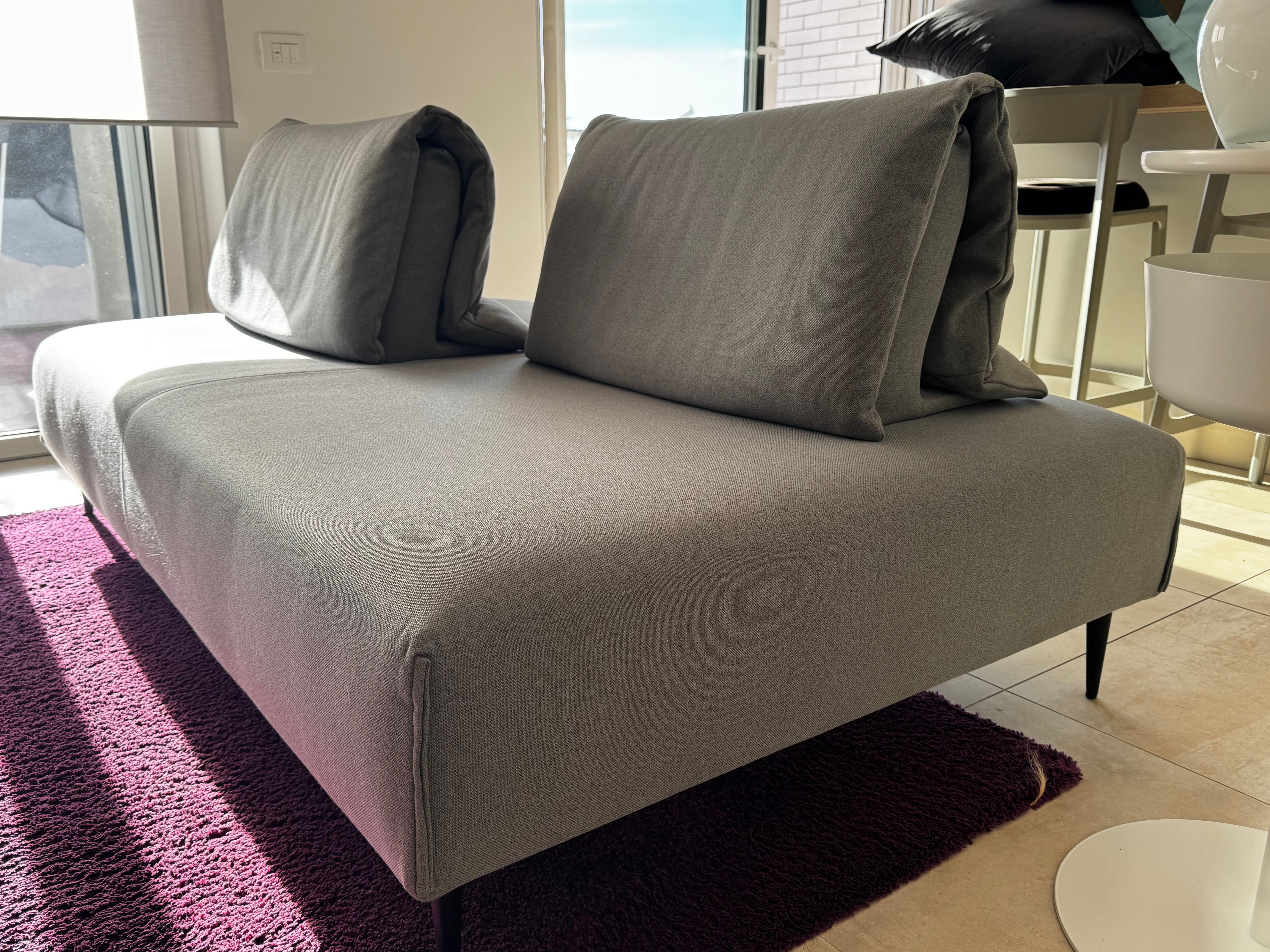 2 Seater Grey Fabric Sofa "Abbraccio" Side