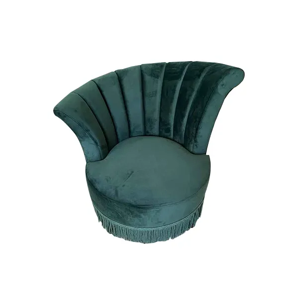 Flair armchair in velvet with fringes, Dutch Bone 