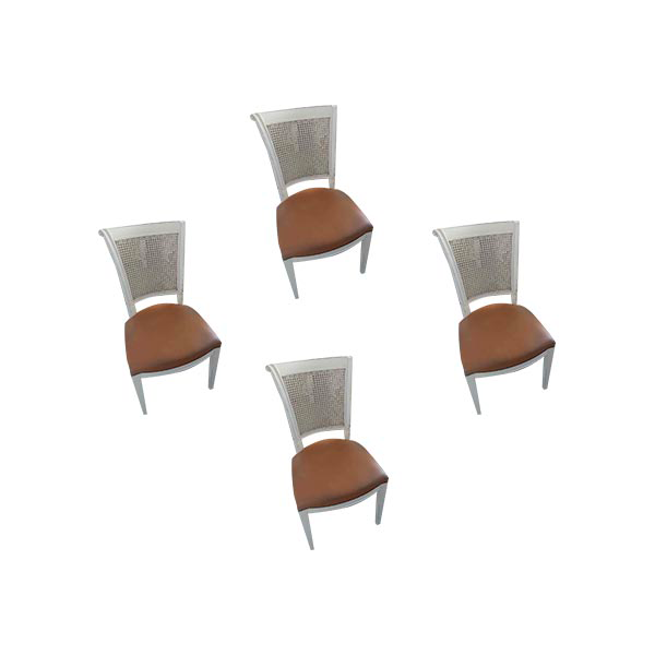 Set of 4 chairs in leather and wood (white), L&#39;Origine image