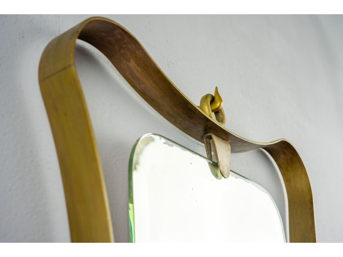 Specchio Art Déco in ottone (anni '40),  Brand