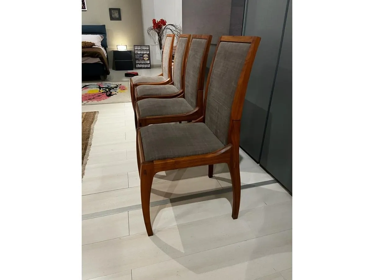 Set of 4 chairs in walnut and fabric, Arte Botto 3