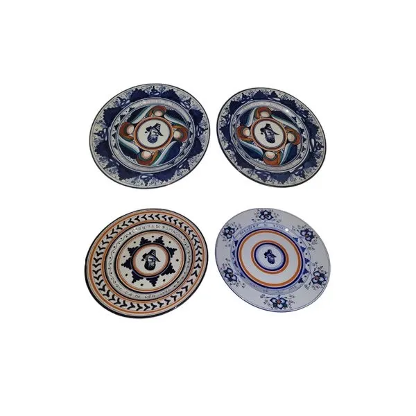 Set of 4 vintage decorated ceramic plates (1970s), Bottega Gatti Faenza 
