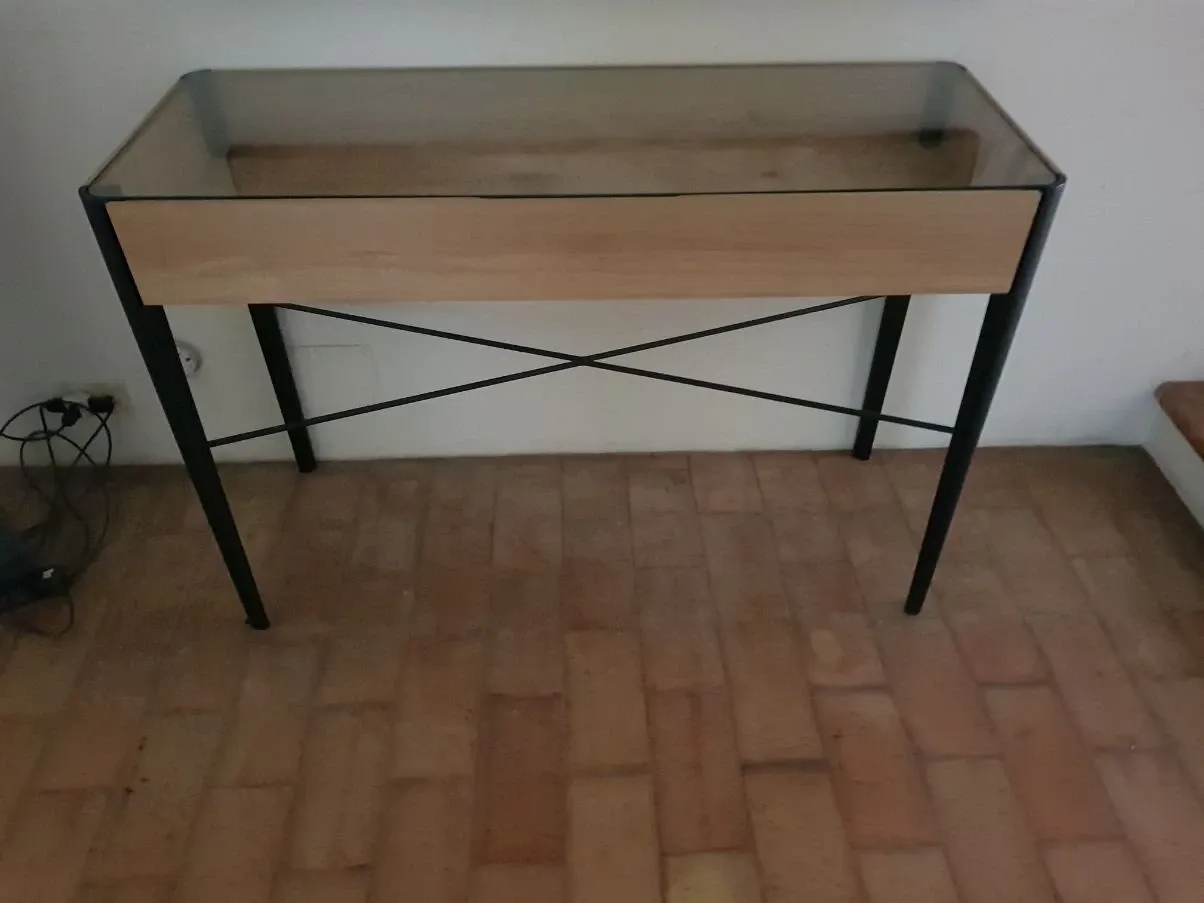 Consolle Window in legno di rovere e vetro, Ethnicraft 1
