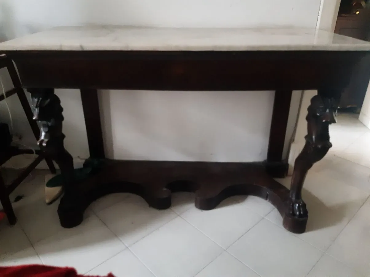 Vintage console in wood and marble ('800), 1
