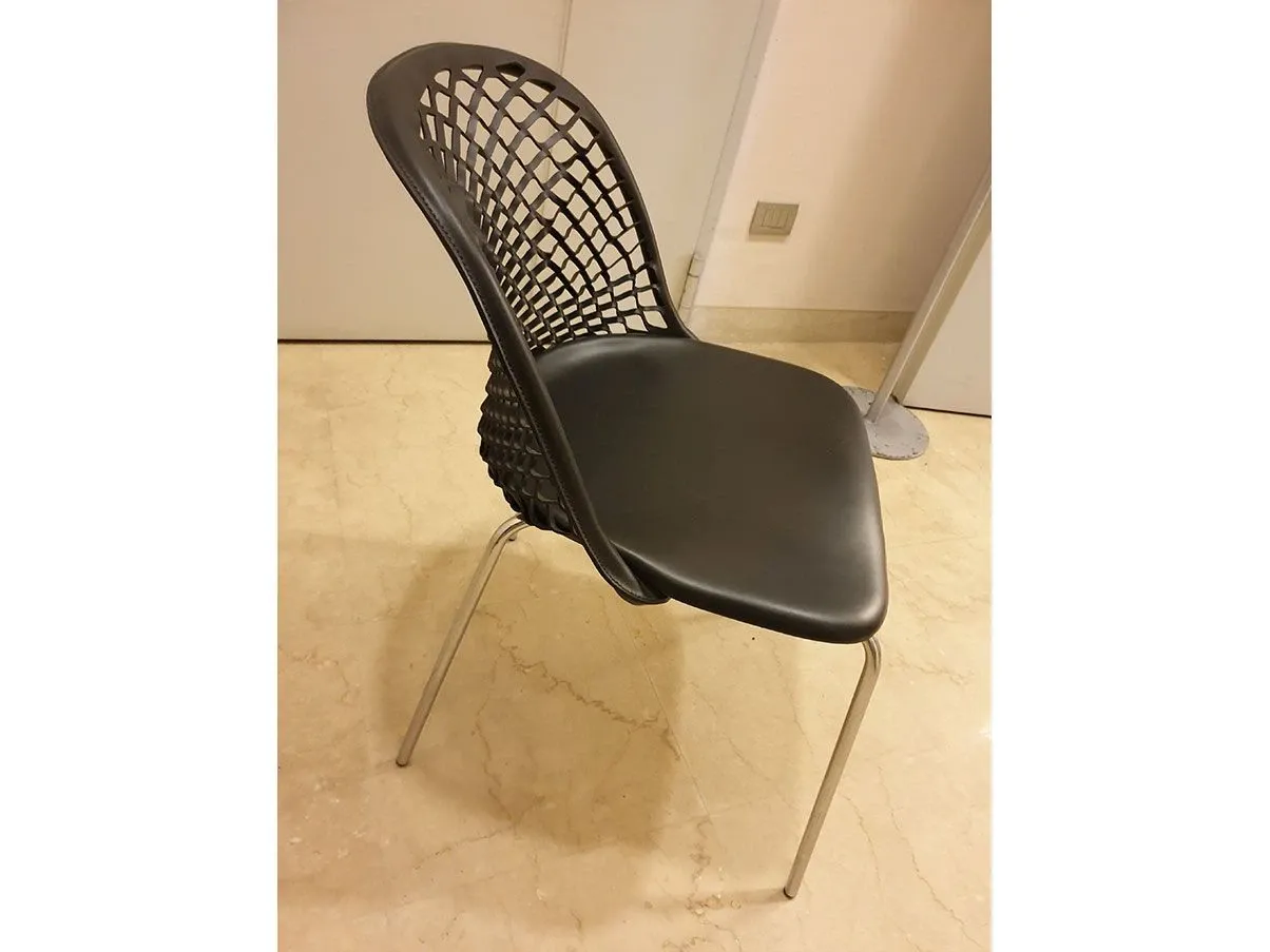 ZOE ZE01 chair steel and perforated leather (black), Matteograssi 5