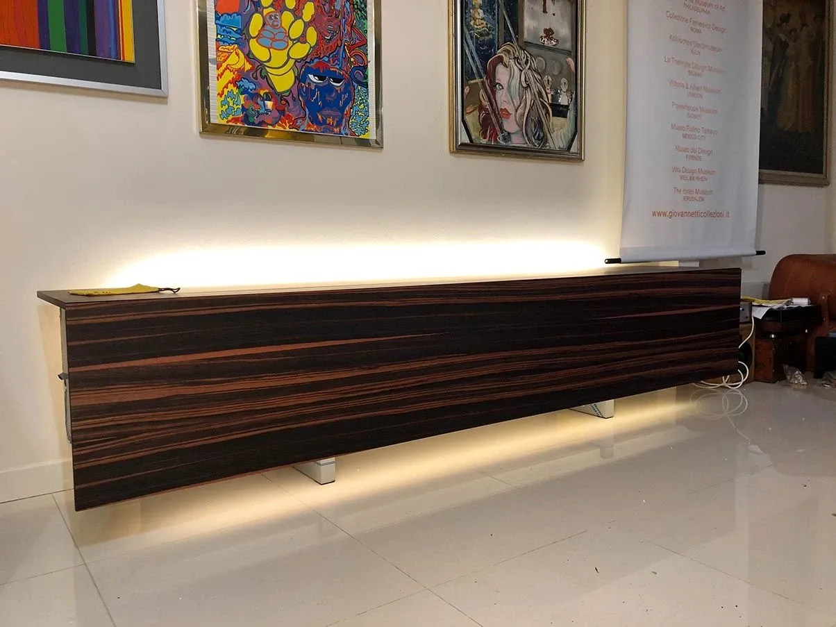 Madia Ludwig in acciaio e legno ebano con LED, Acerbis 2