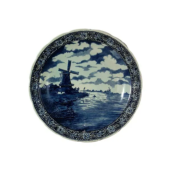 Hand painted ceramic plate (blue), Boch Frères image