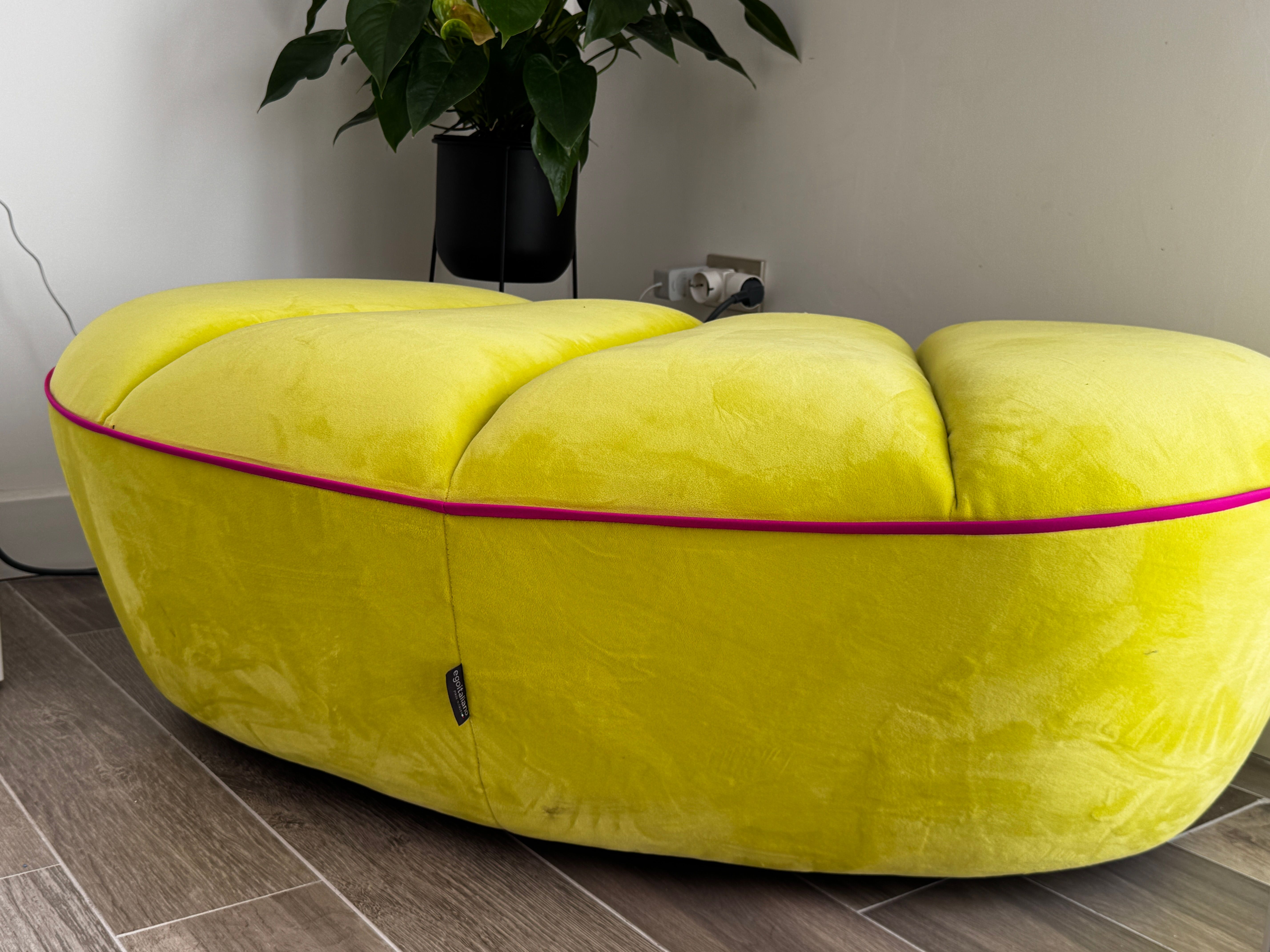Acid Yellow Ottoman Pouf Details