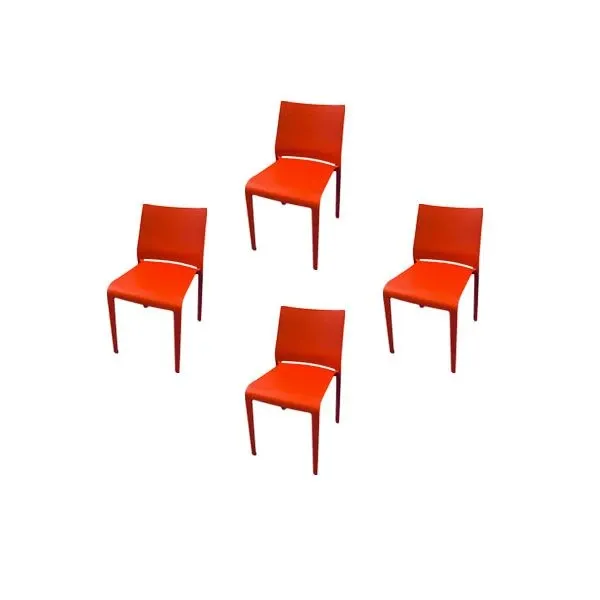Set of 4 Riga stackable chairs in polypropylene (red), Desalto 2