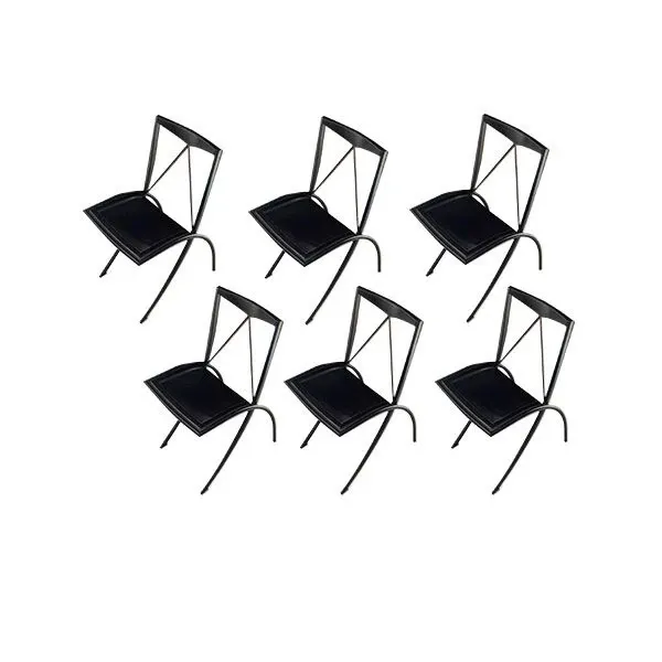 Set of 6 Bella steel and leather folding chairs, Cattelan Italia image