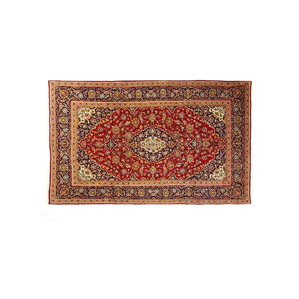 Tappeto rettangolare Kashan in lana e cotone 