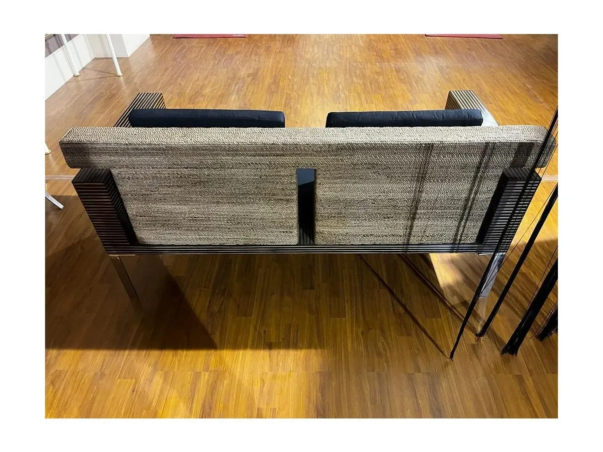 2 seater sofa in wood and Abaca, Intrecci 5