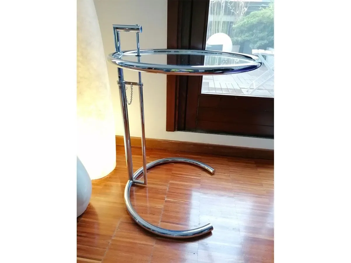 Tavolino regolabile Eileen Gray acciaio e cristallo, Alivar 3