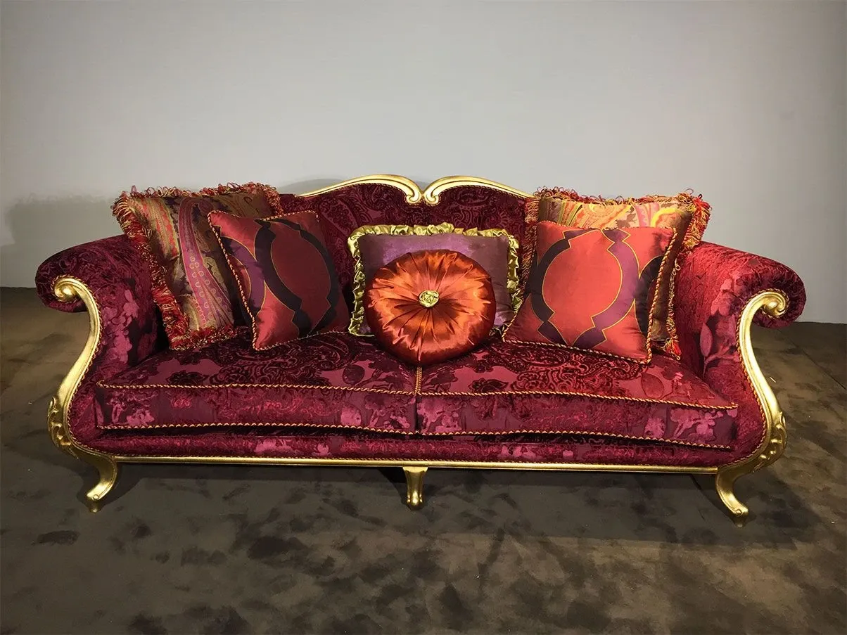 Valentino 3-seater sofa in velvet (bordeaux), Bruno Zampa 1