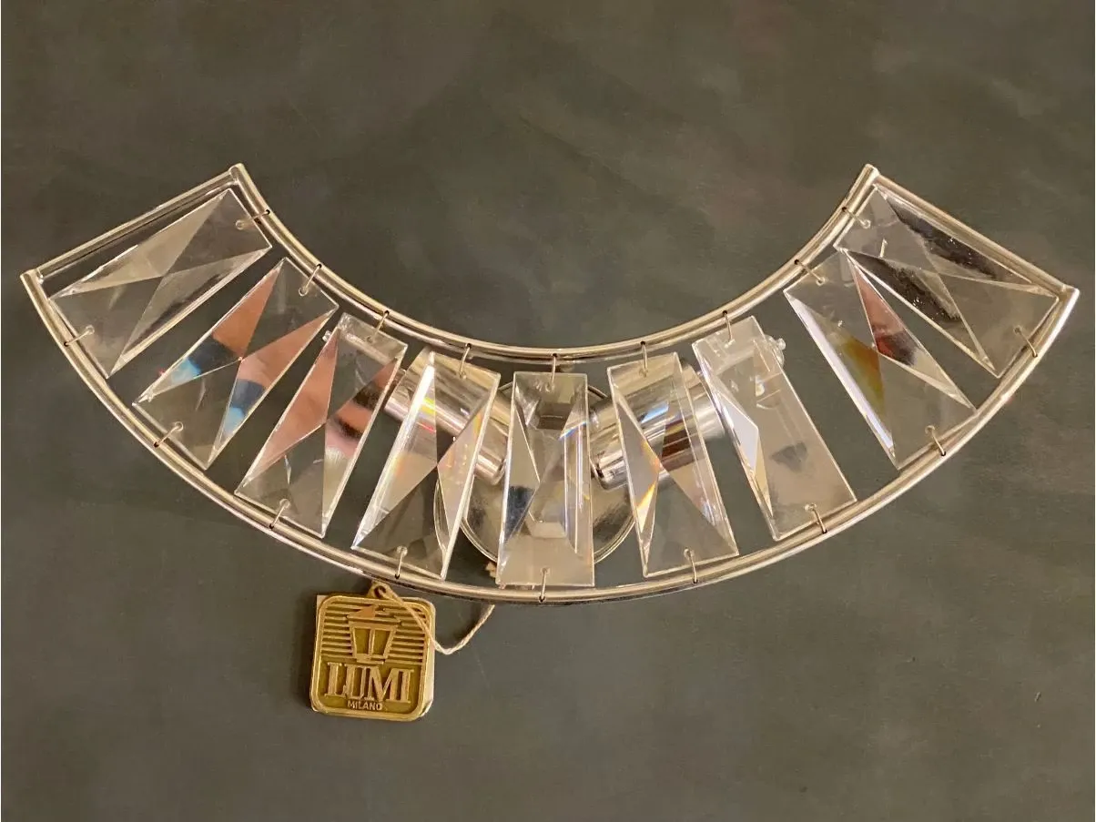 Lampada da parete in metallo cromato con cristalli, Lumi Milano 