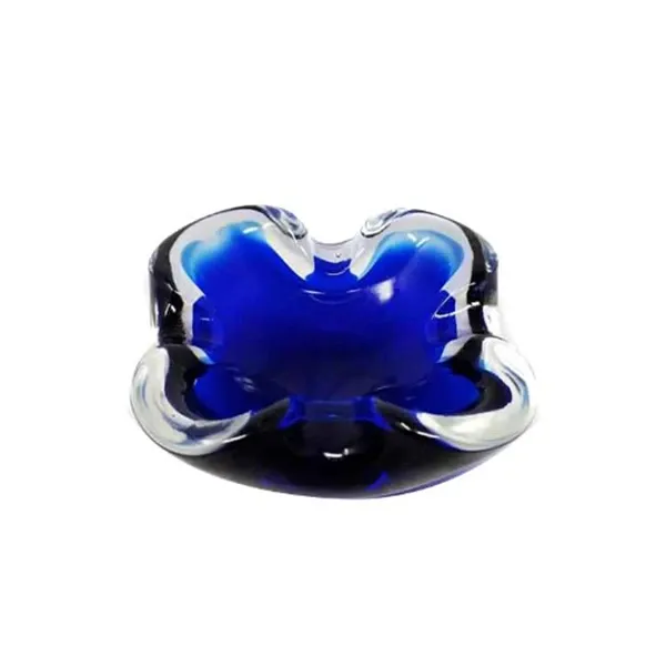 Ciotola o svuota tasche in vetro di Murano blu (anni '60), Seguso 