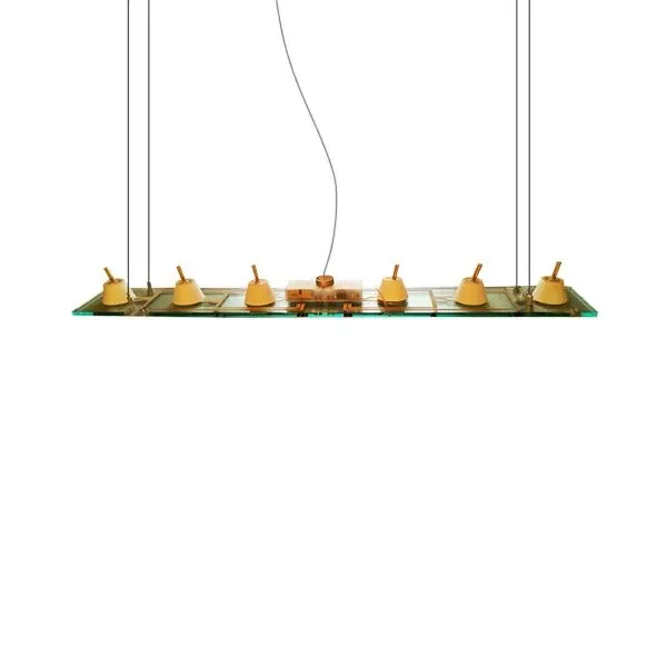 Suspension lamp Lastra 6 in transparent glass, Flos 2