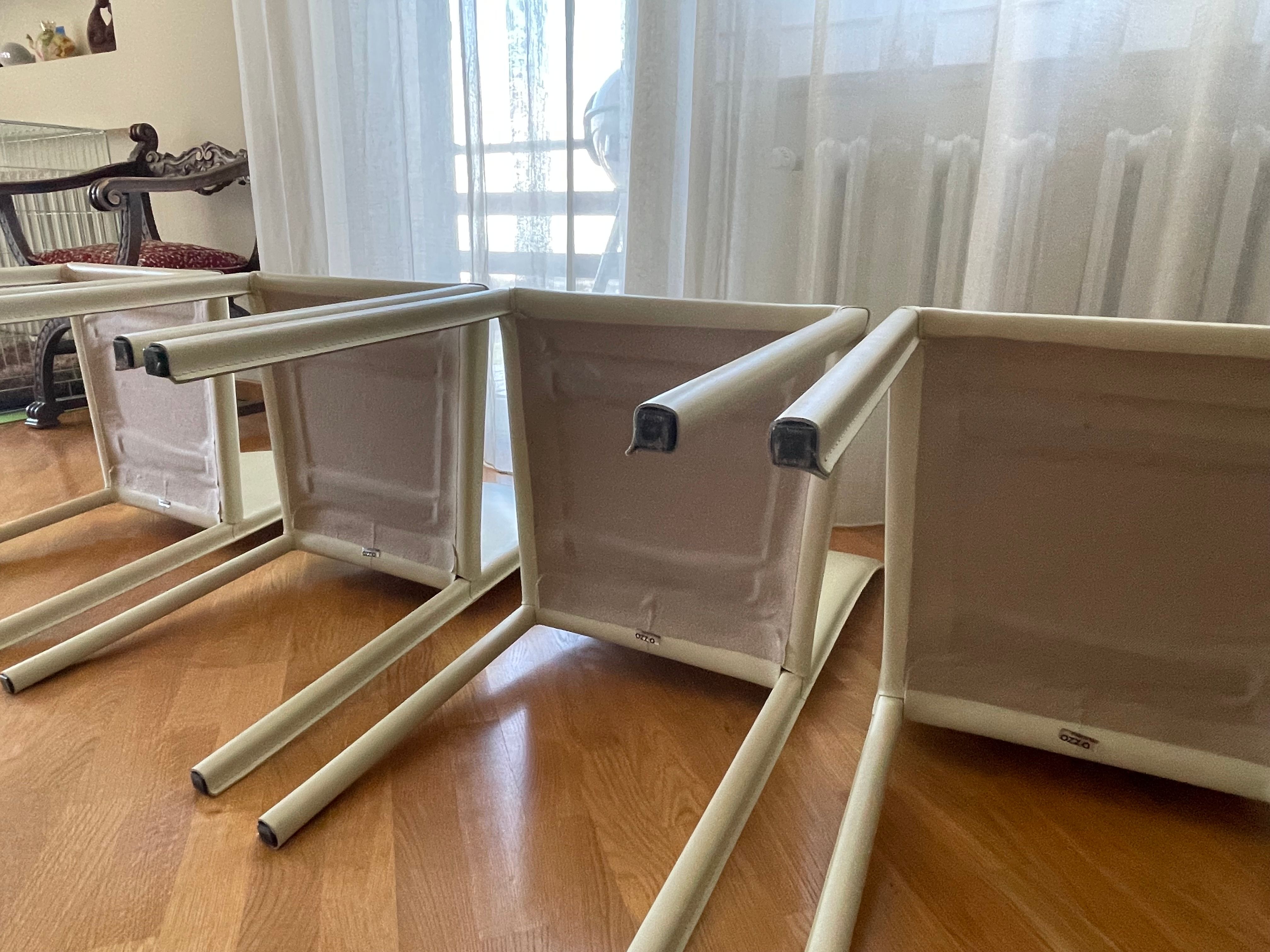Set of 4 City High Back Chairs in Leather (Cream), Ozzio Brand