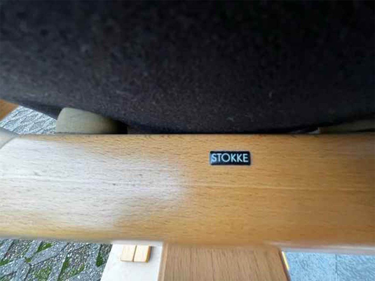 Poltrona ergonomica da ufficio in legno e tessuto, Stokke