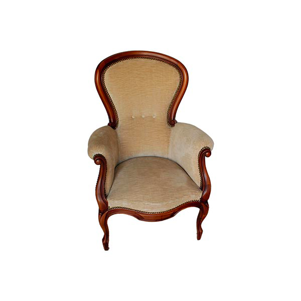 Classic vintage armchair in wood and velvet (90s) image