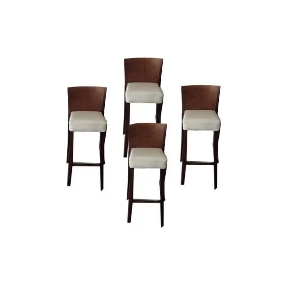 Set of 4 Neoz bar stools in mahogany finish wood, Driade image