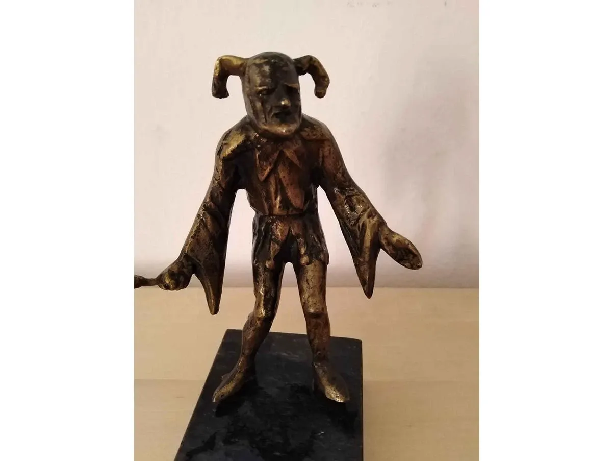 Vintage bronze and marble statue of Rigoletto (1970s) 2