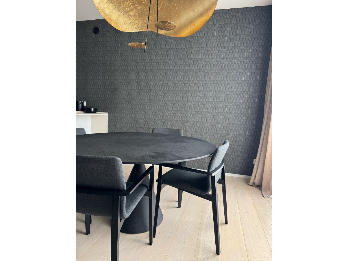 Clay round table in MDF with lava stone finish by Marc Krusin, Desalto Details