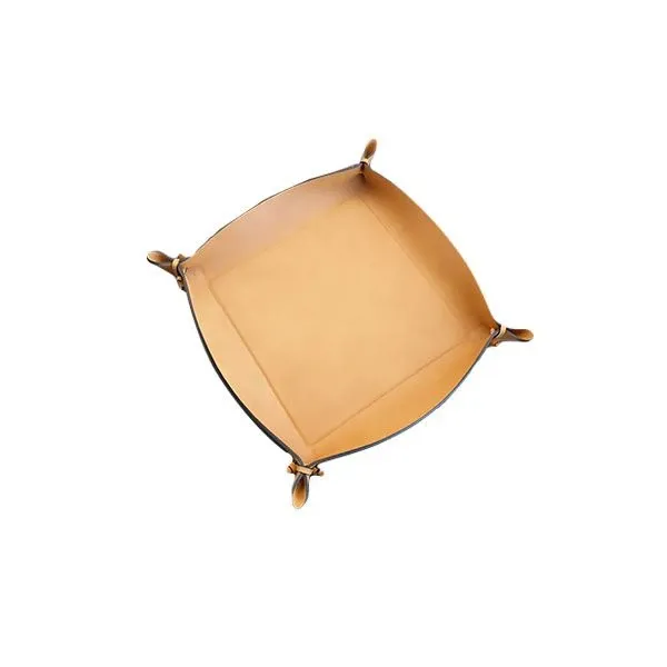 Tray with base in metal and leather (beige), Poltrona Frau image