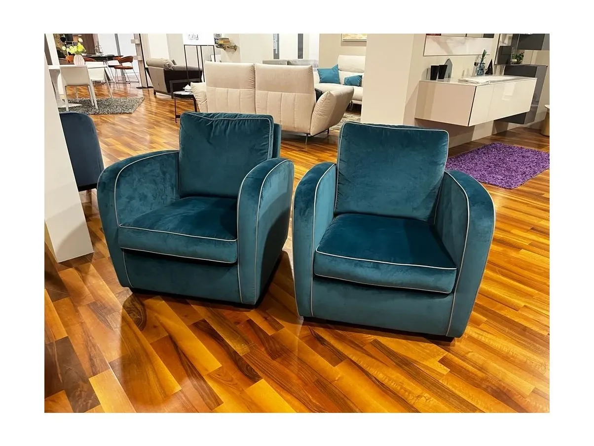 Set 2 poltrone Carmen con 2 pouf, Cava 8