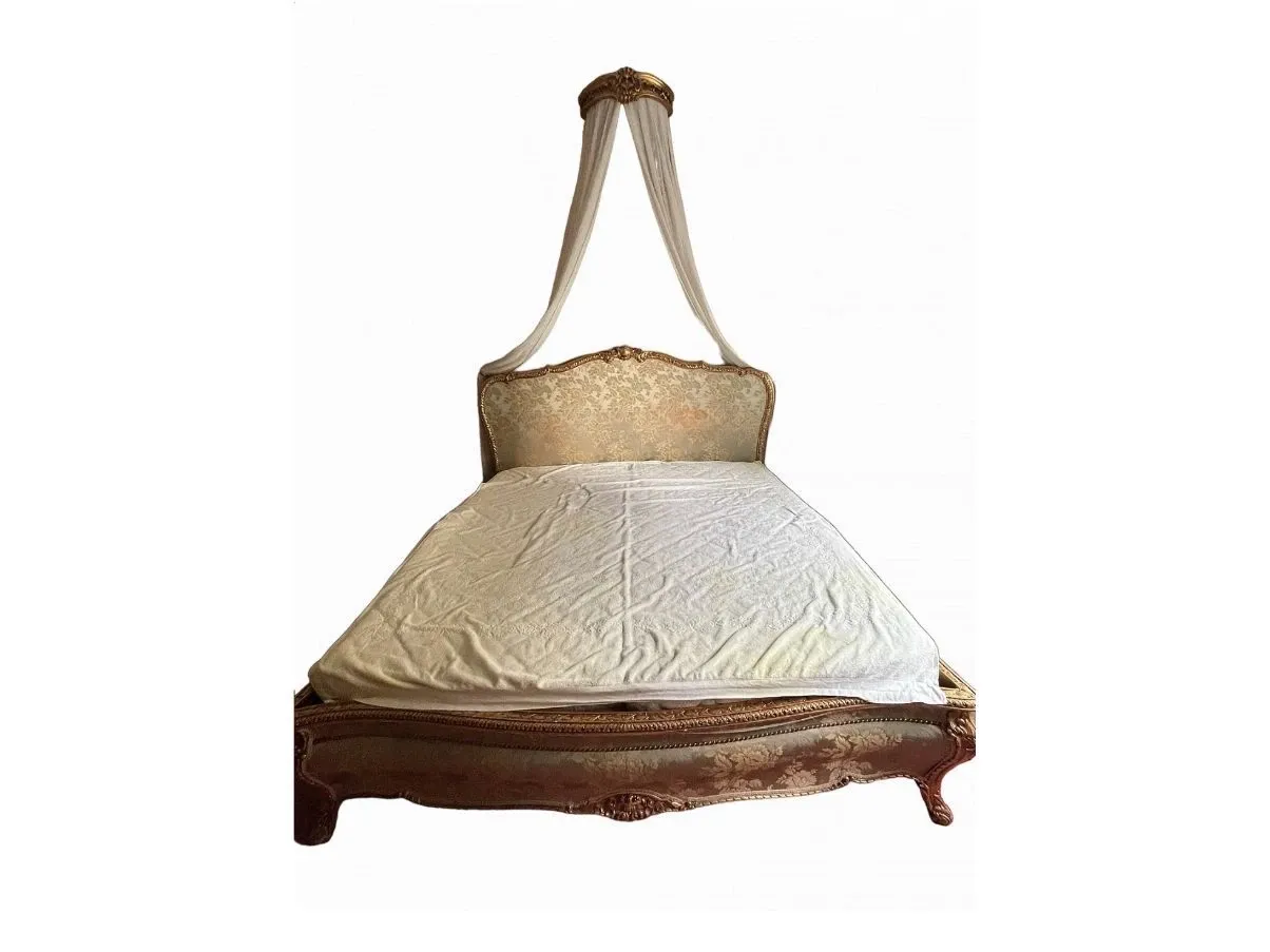 Letto con baldacchino vintage in legno dorato (‘900) 4