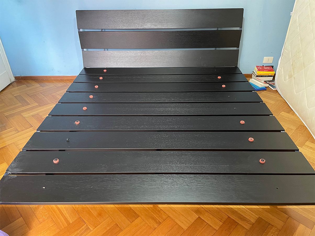 Letto matrimoniale Tadao in legno a doghe Wenge, Flou