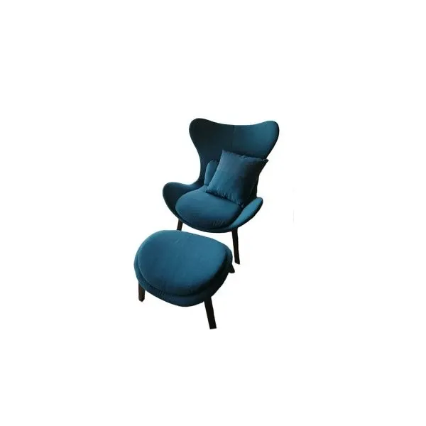 Poltrona Lazy con pouf poggiapiedi in tessuto, Calligaris 