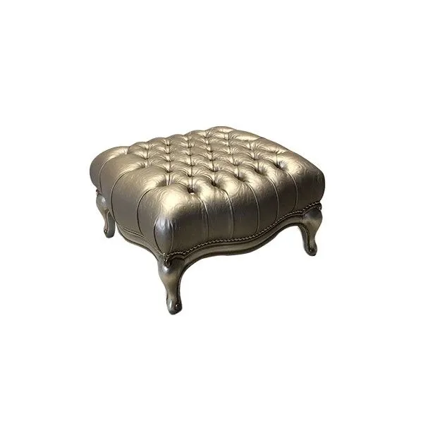 Modigliani pouf in capitonné leather (silver), Bruno Zampa 5