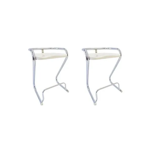 Set of 2 stools S70-3 in chromed metal (white) 5