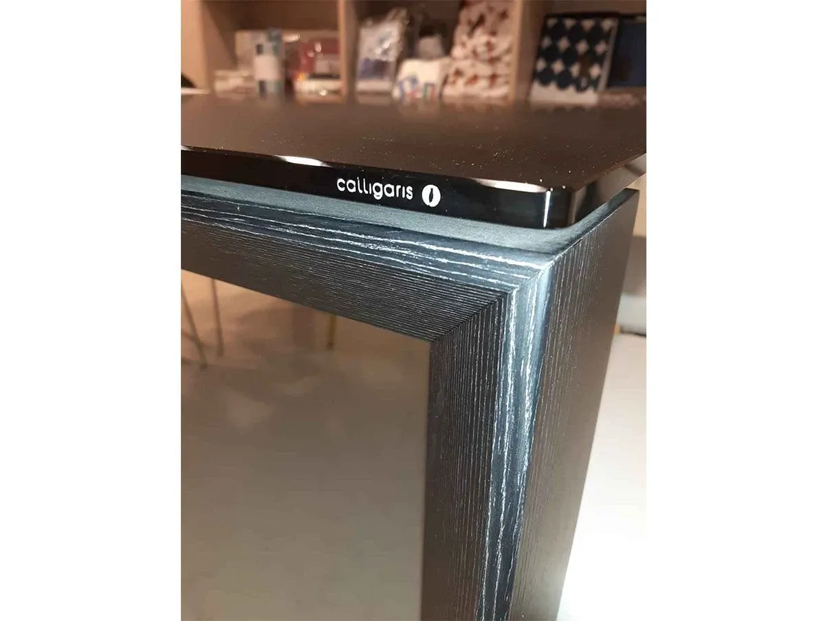 Tavolo quadrato Omnia in legno e vetro (nero) 4