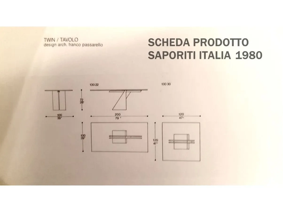 Twin table by Franco Passarello, Saporiti 8