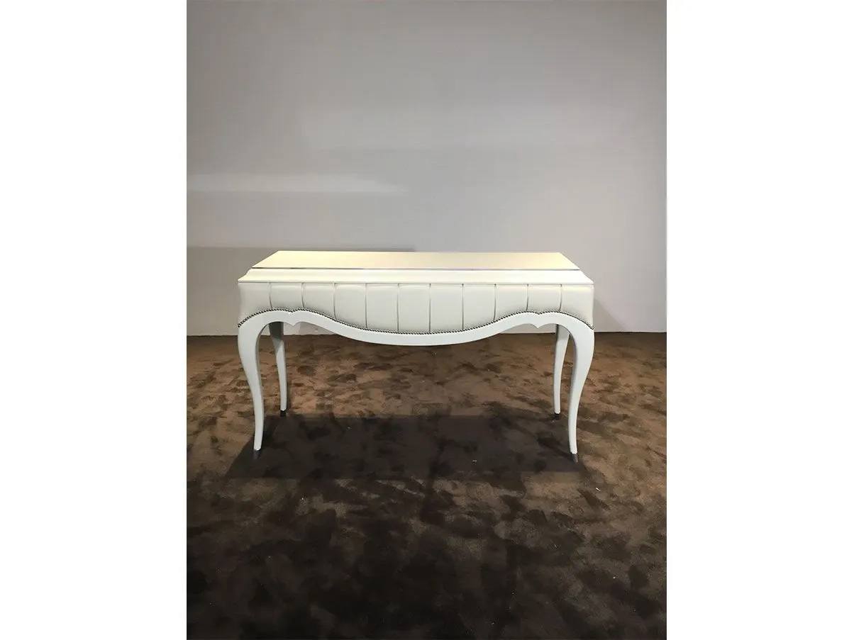 Konsole Ego aus lackiertem Holz und Leder (weiß) 5