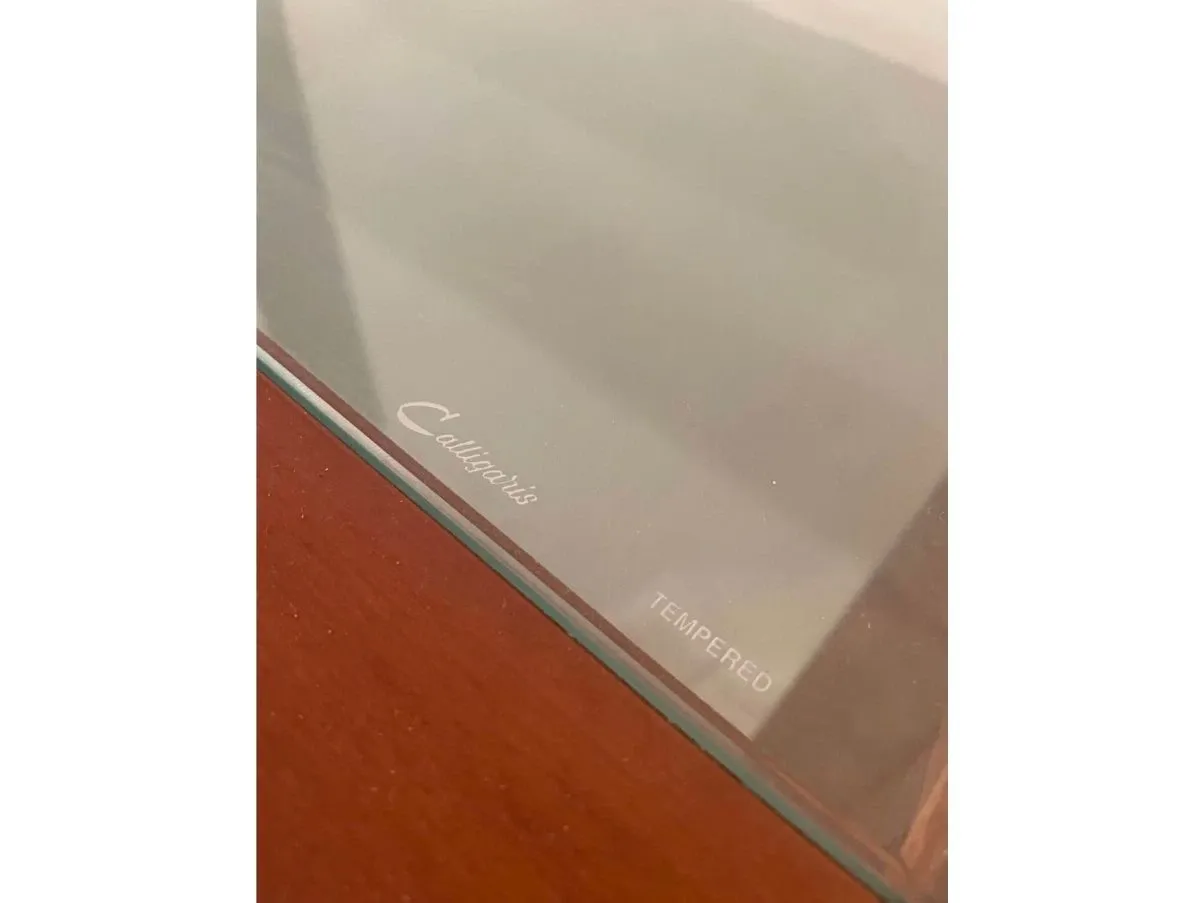 Rectangular coffee table in glass and wood, Calligaris 1
