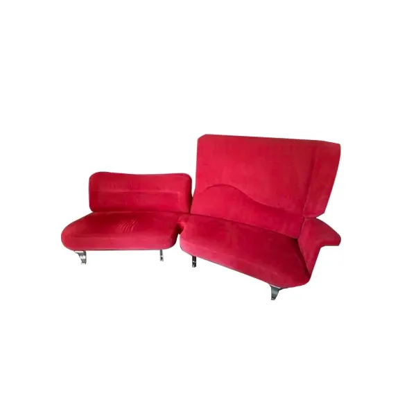 Divano 2 posti Moncalieri velluto rosso (anni '80), Driade 1
