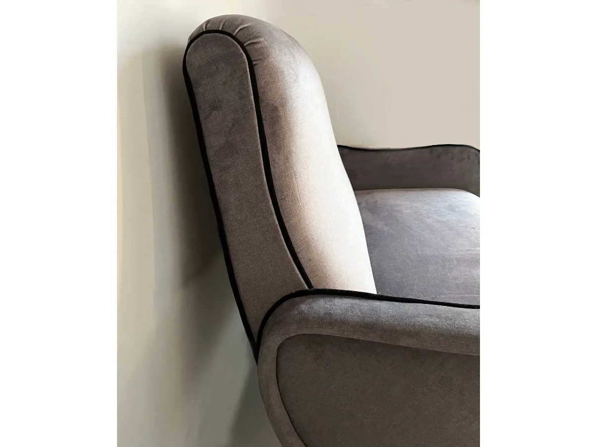 Divano 2 posti vintage in velluto grigio (anni '50),  6