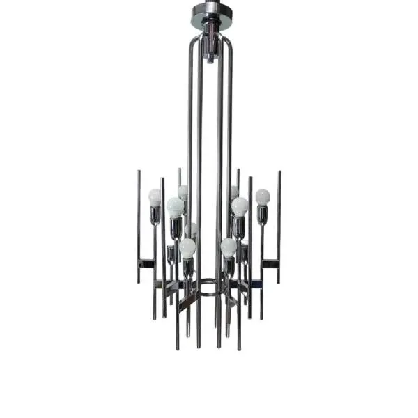 Vintage chromed steel chandelier (1960s), image