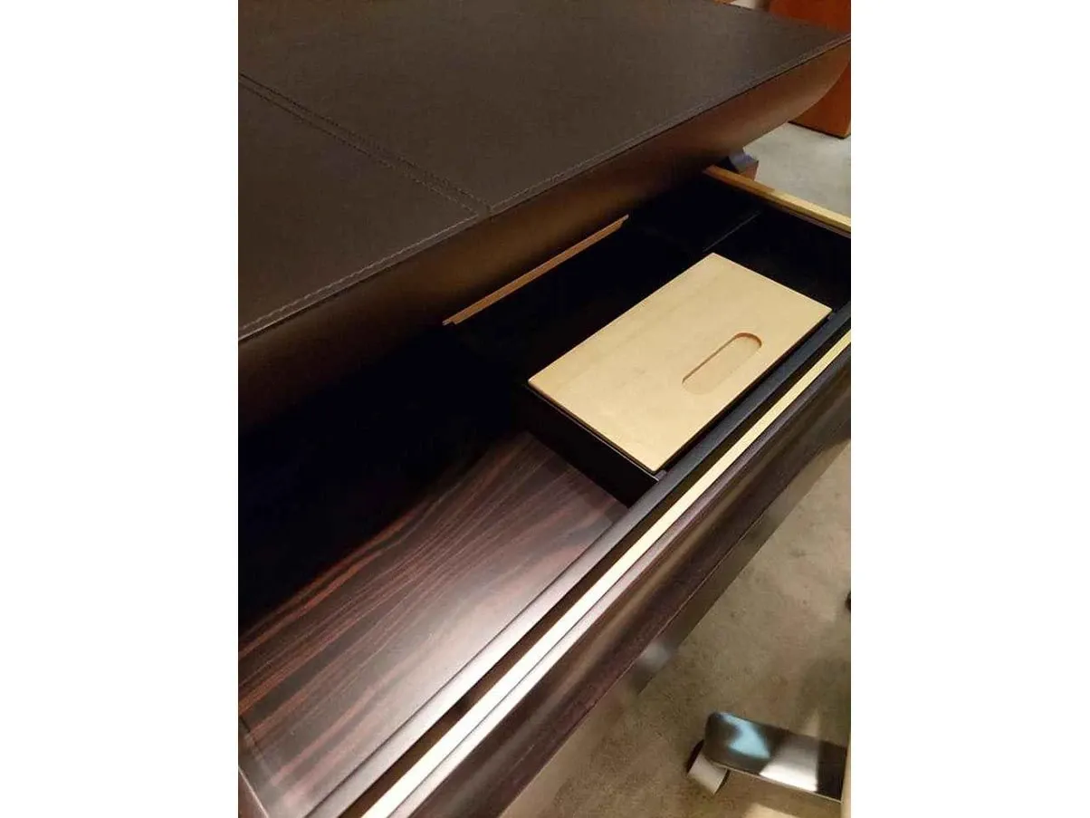 Scriptor desk in ebony wood and leather (brown), Giorgetti 7