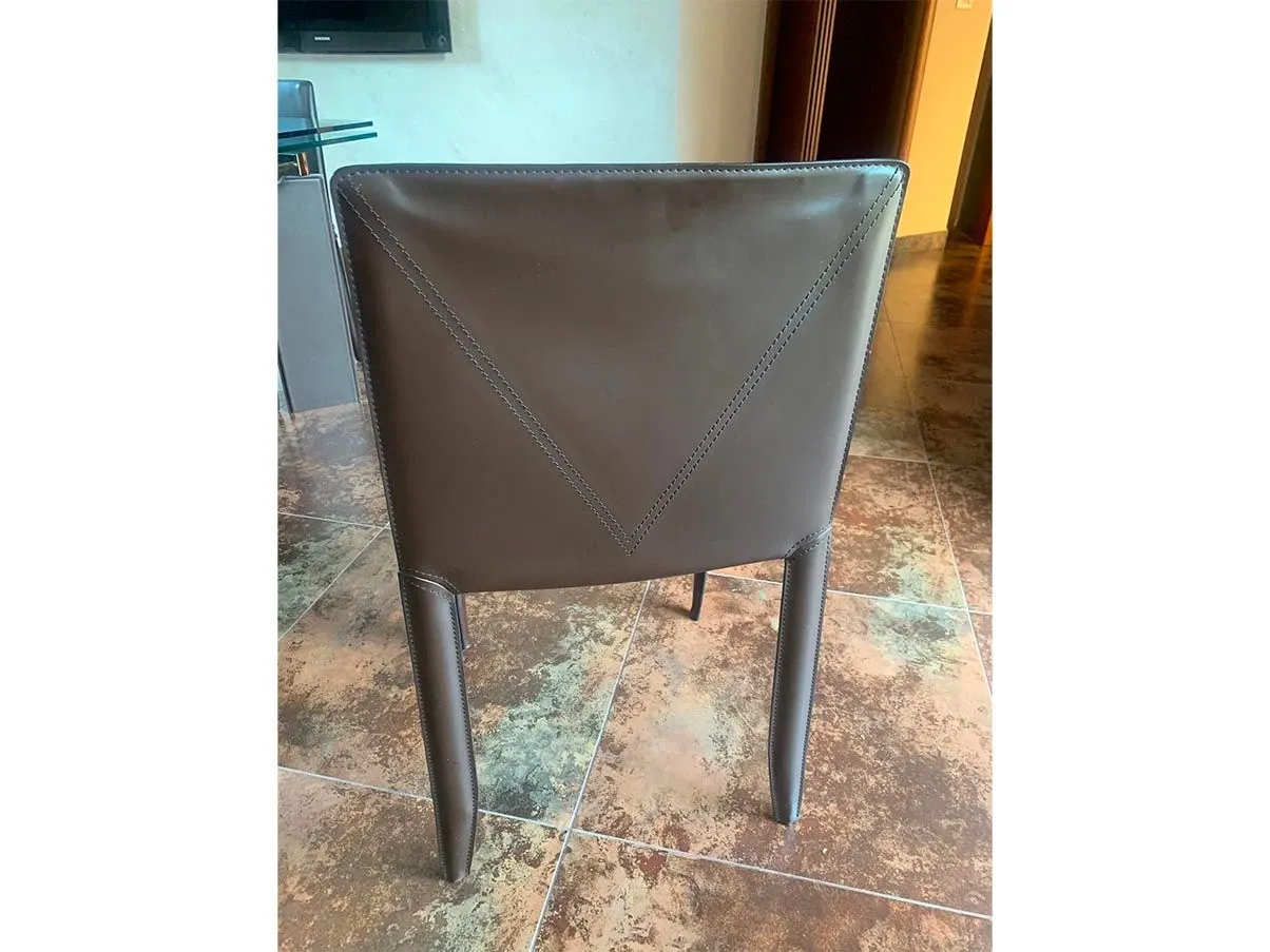 Set of 4 chairs in dark brown leather, Cattellan Italia 2
