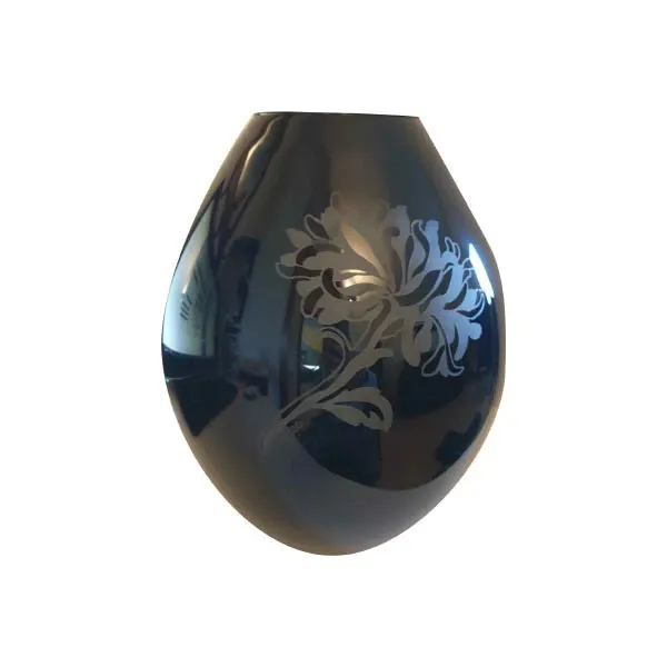 Glass vase with floral decoration (black), Kenzo image