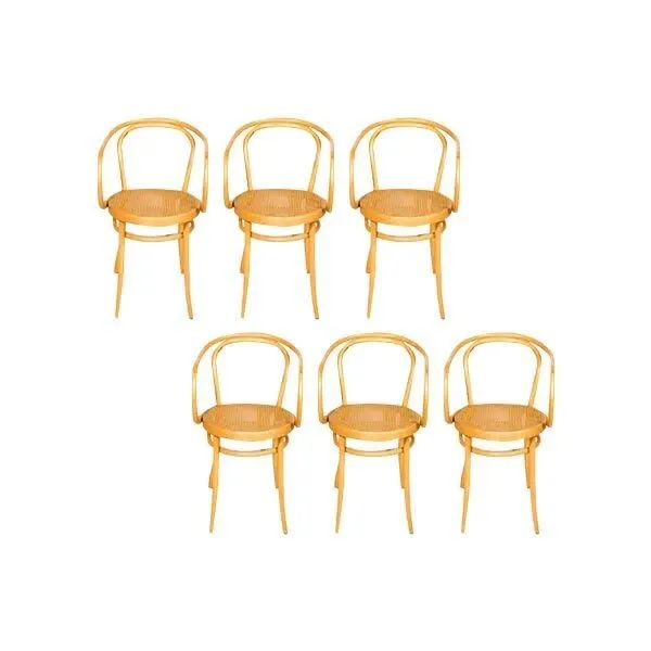 Set of 6 B9 chairs in brown beech, Le Corbusier image