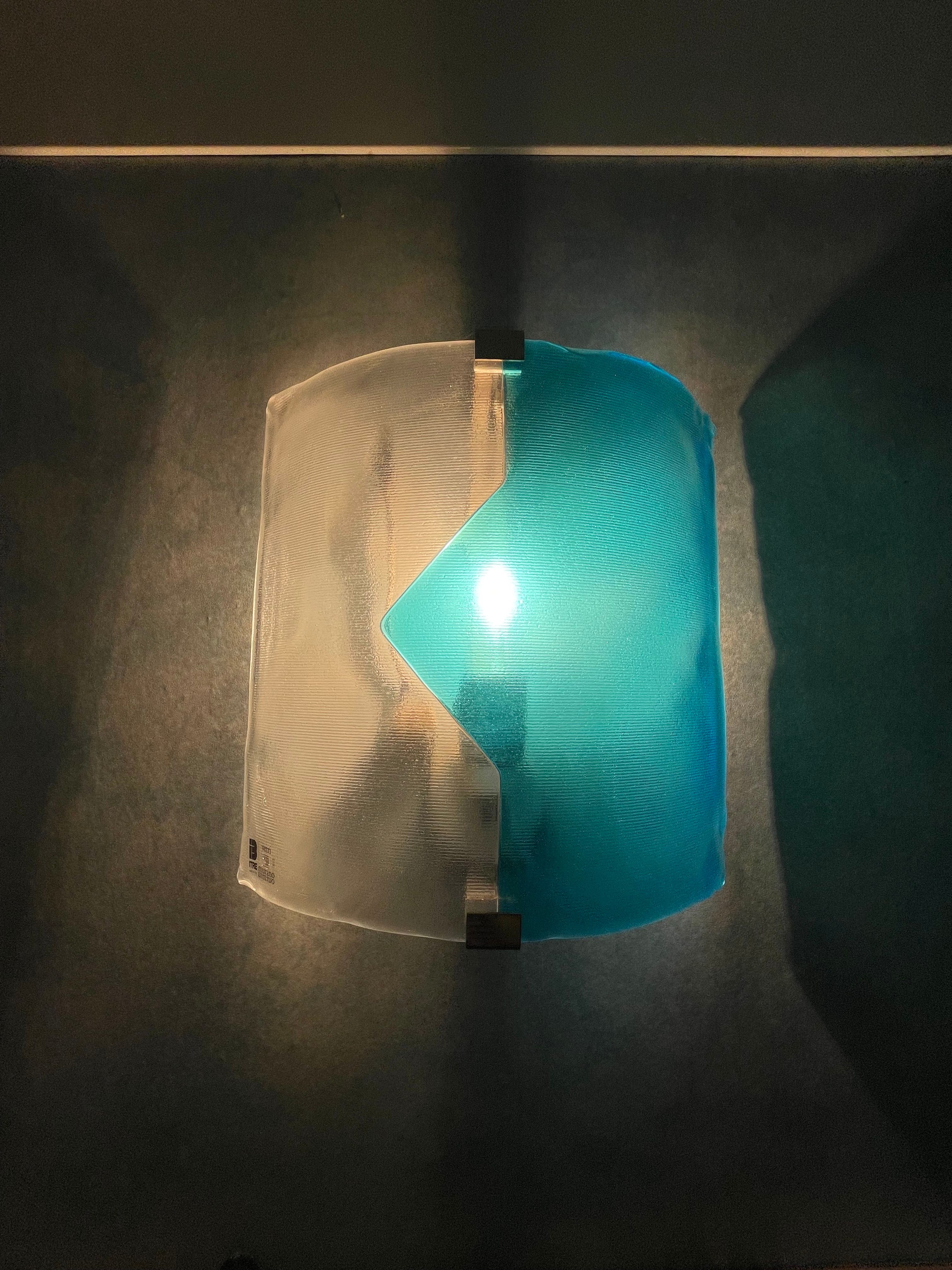 Applique Quadro in vetro di Murano azzurro (anni '80) Main