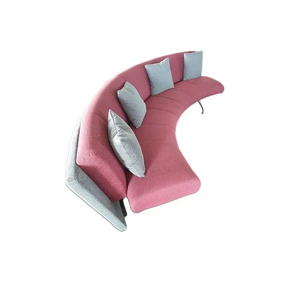 Divano curvo Waiting in tessuto e alluminio (rosa), Moroso 4