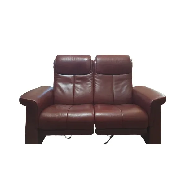 Reclining sofa in burgundy leather, Stressless image