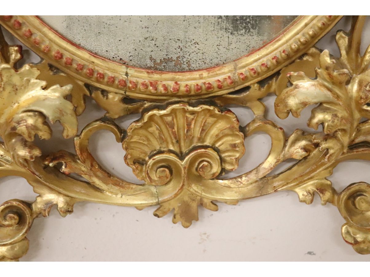 Specchio da parete ovale in legno dorato vintage ('700)