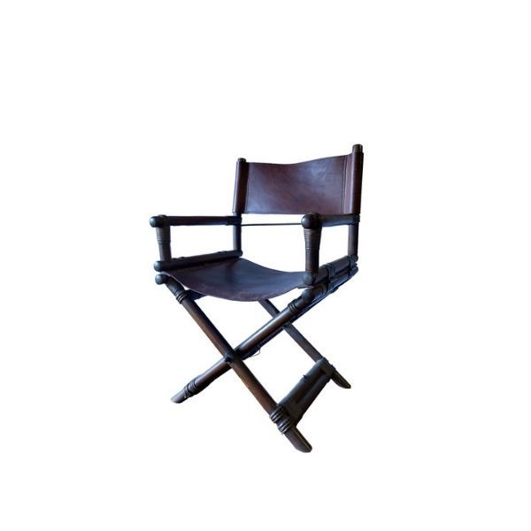 Folding chair in wood and leather (1960s) by Lyda Levi image